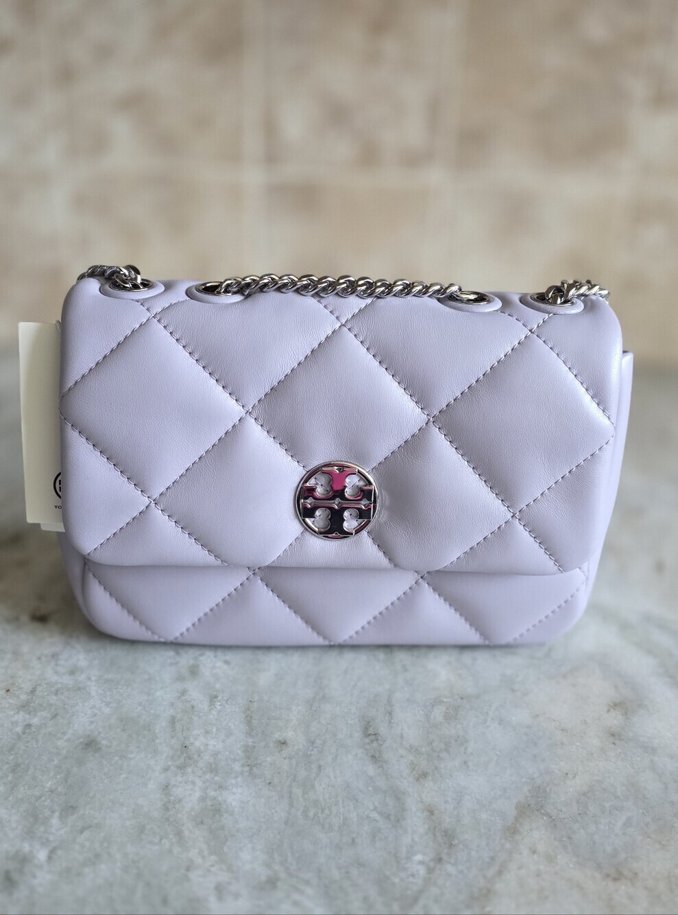 Tory Burch Quilted Lavender Leather Chain Shoulder Bag - Picture 3 of 8